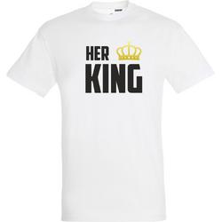 T-shirt HER KING | valentijn cadeautje voor hem haar | valentijn | valentijnsdag cadeau | Wit | maat XXL
